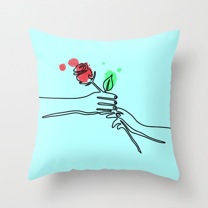 Minimal Line Art - Rose Throw Pillow