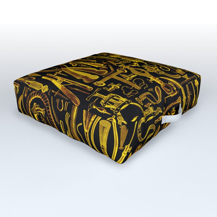 Medical Condition Vintage Surgical Instruments Pattern GOLD Outdoor Floor Cushion