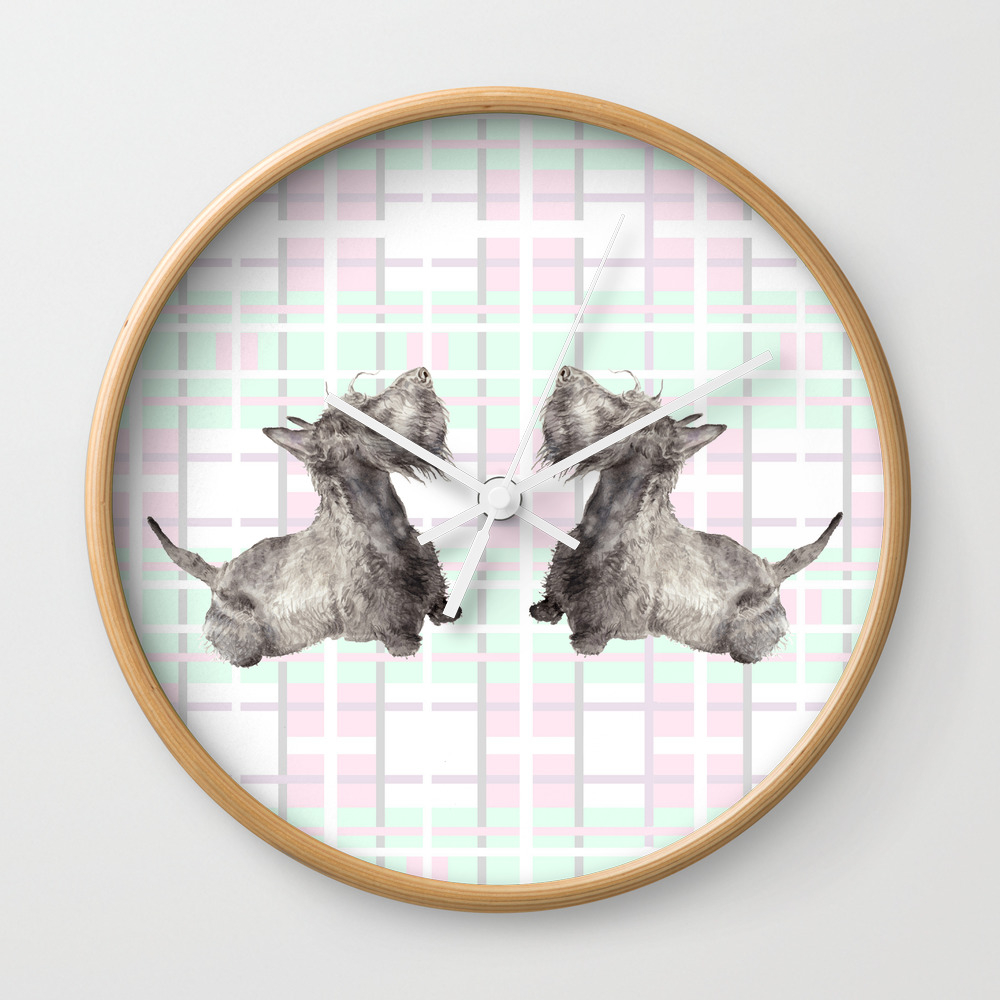 Scottie Scottish Terrier Watercolor Dog Painting Wall Clock By