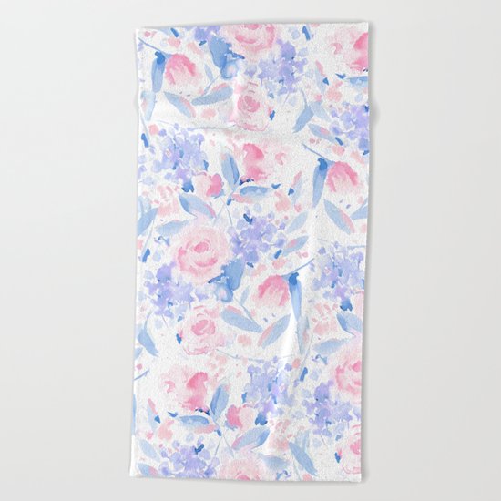 Scattered Lovers Blue on White Beach Towel