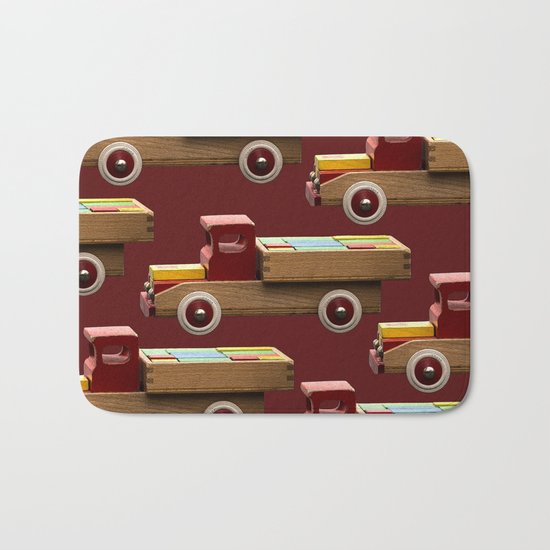 Vintage wooden toy truck Bath Mat