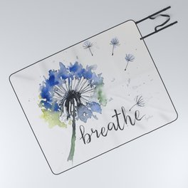 Breathe! Dandelion Floral Botanical Art Picnic Blanket