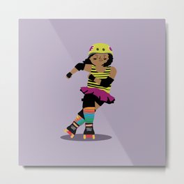Roller Derby Girl (black skin) Metal Print | Girly, Illustration, Kids, Rollerderby, Children, Rollergirl, Girlie, Digital, Girl, Activegirl 