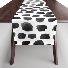 Abstract polka dots. Watercolor pattern with hand painted dots on white background Table Runner
