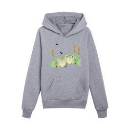 Frogs and Cattails Kids Pullover Hoodies