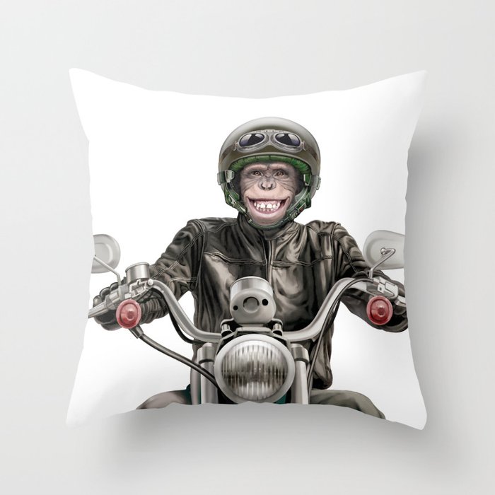 Motorized chimp Throw Pillow