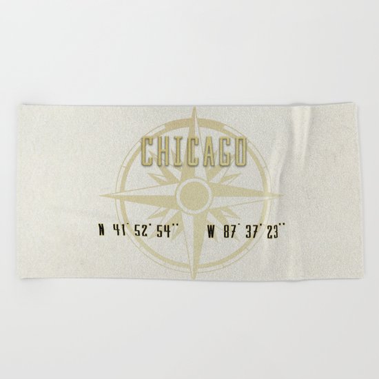 Chicago - Vintage Map and Location Beach Towel