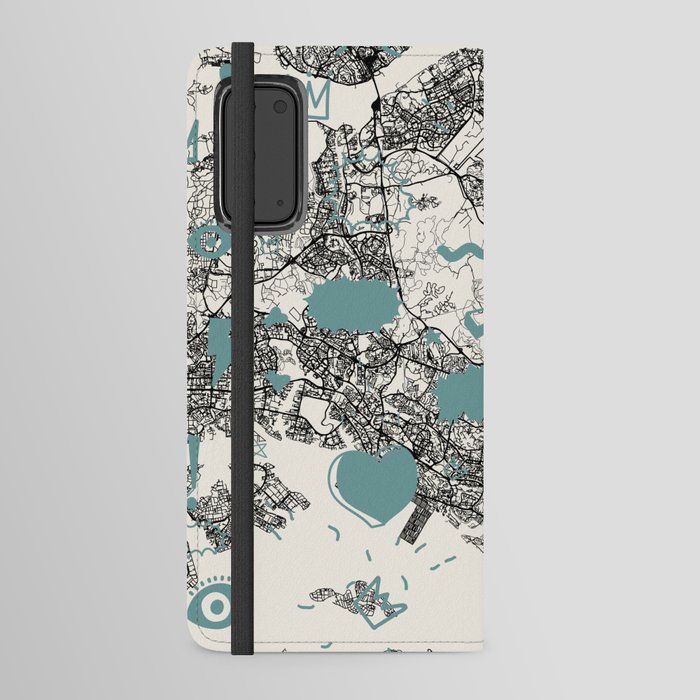 Singapore City Map Drawing Android Wallet Case