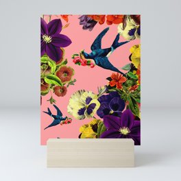 Vintage Swallow Floral Pink Mini Art Print