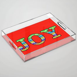 Joy Word Art Red Acrylic Tray