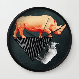 The orange rhinoceros who wanted to become a zebra Wall Clock