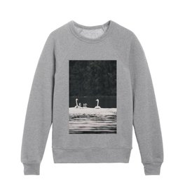 Swan Family in Finnish Summer Night Kids Crewneck