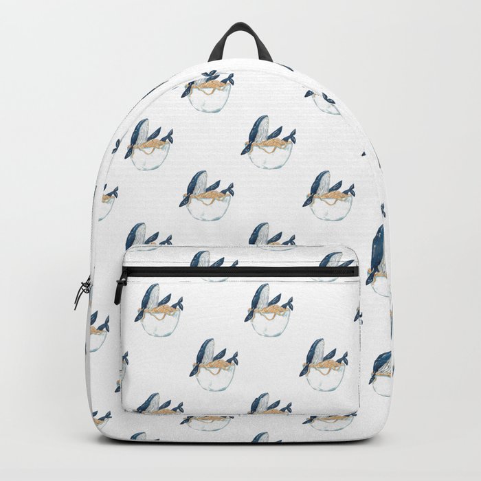 Humpback whale spaghetti watercolor painting Backpack