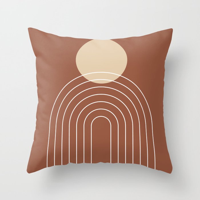 Mid Century Modern Geometric 3 (Terrocatta and beige) Throw Pillow