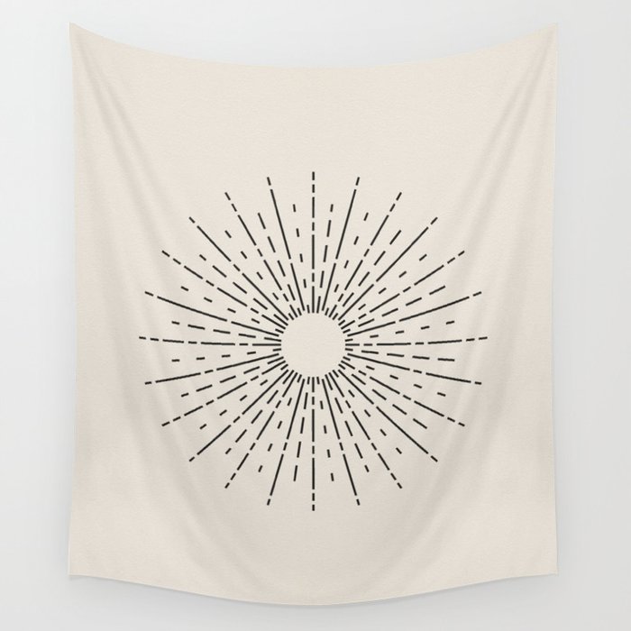 Neutral Sunburst Minimalist Scandivavian Art Wall Tapestry