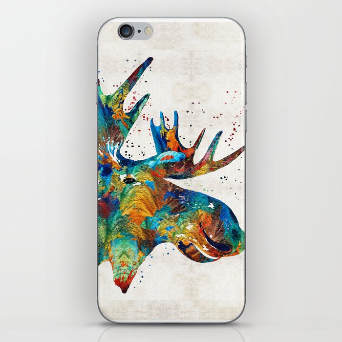 Colorful Moose Art - Confetti - By Sharon Cummings iPhone Skin