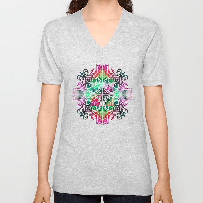 Bright Pattern Art - Color Fusion Design 9 By Sharon Cummings V Neck T Shirt