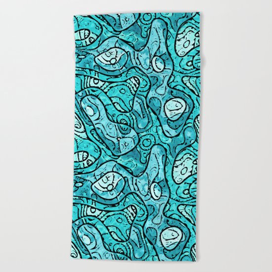 Abstract Shades of Blue Beach Towel