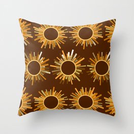 Art Deco Starburst in Brown Throw Pillow