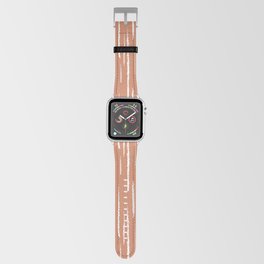 Pink and White Grunge Vertical Stripe Pattern Pairs Dulux 2022 Popular Colour Treasured Coral Apple Watch Band