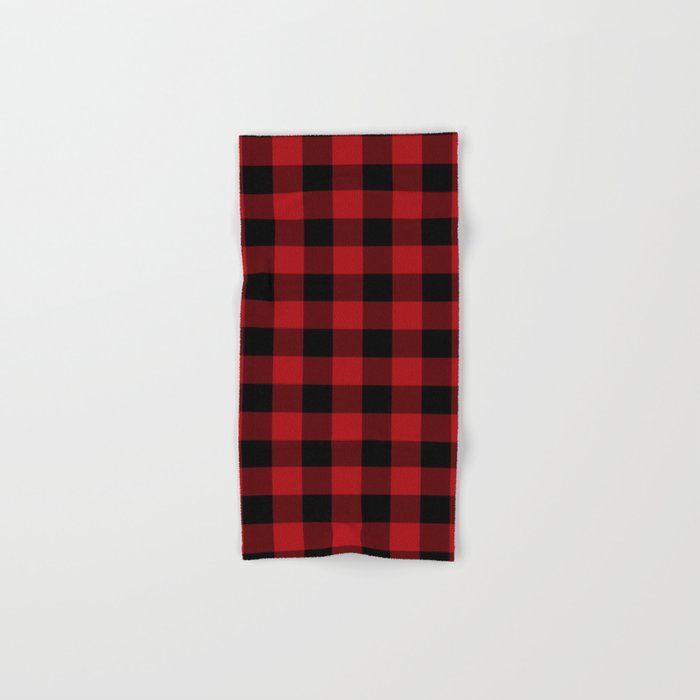 red and black bath towels