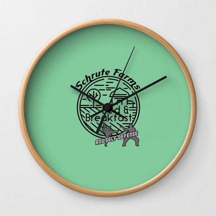 Schrute Farms bed and breakfast and self defense Wall Clock
