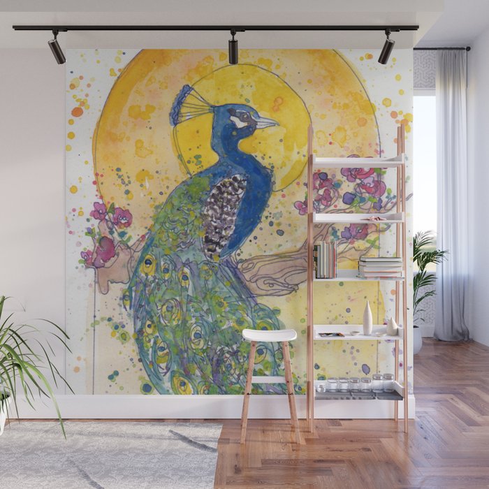 Peacock In The Sun Wall Mural By Femmetomorrow Society6