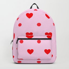 Pink & Red Heart Polka Dot Print Backpack | Graphicdesign, Romance, Hearts, Pop Art, Heartpattern, Polkadotprint, Love, Pinkandred, Retropattern, Vintagepattern 
