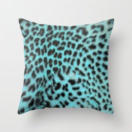 Turquoise leopard print Throw Pillow