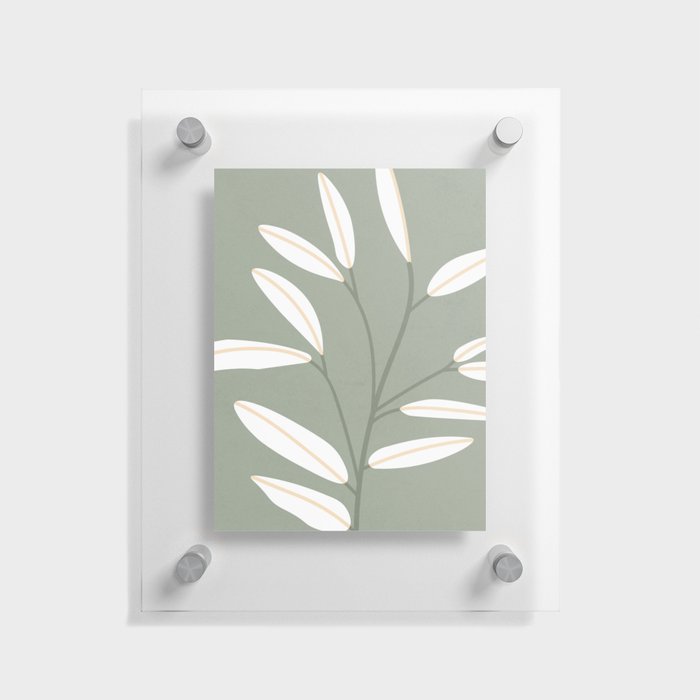 Mid Century Modern Artwork, Plant Leaves, Sage Green 1 Floating Acrylic Print