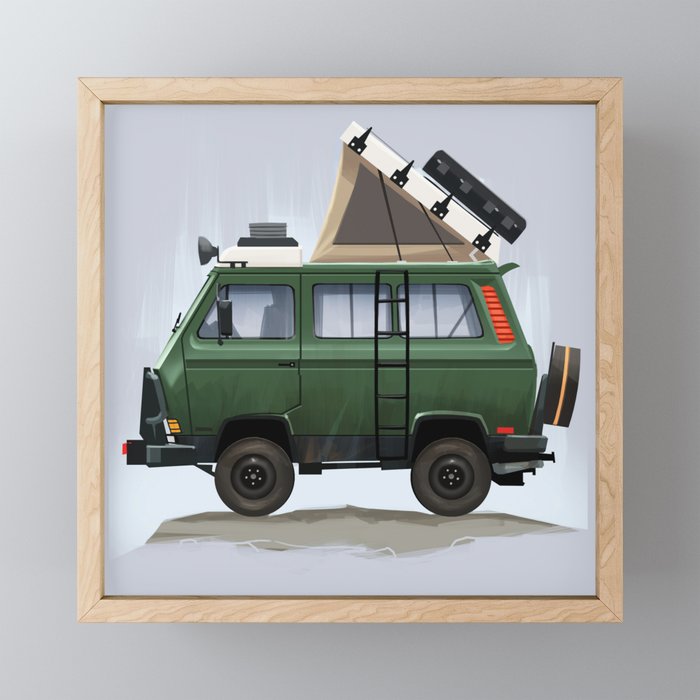 Off Road Camper Van Framed Mini Art Print