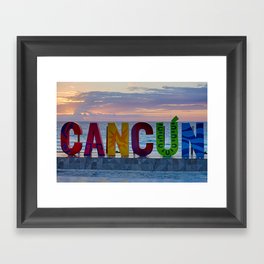 Cancun Sign at Sunrise Cancun Mexico Framed Art Print