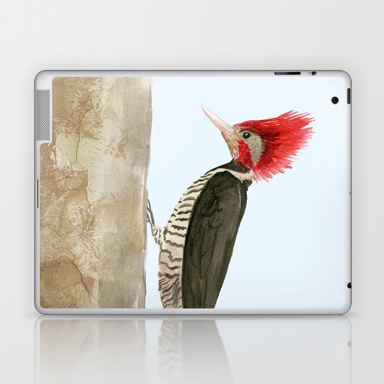 The Helmeted Woodpecker - A woodland bird with red crest Laptop & iPad Skin