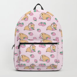 Pink Strawberries and Guinea pig pattern Backpack