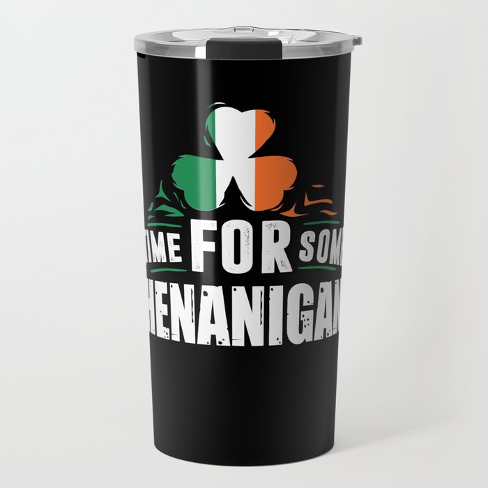 St. Patricks Day Design: Time For Some Shenanigans I Folklore Travel Mug
