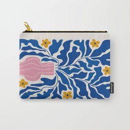 Summer Bloom: Electric Blue Leaves & Golden Poppies Carry-All Pouch
