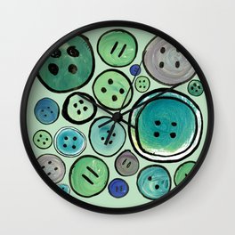 Green Buttons Wall Clock