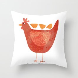 Hen and Chicks Throw Pillow