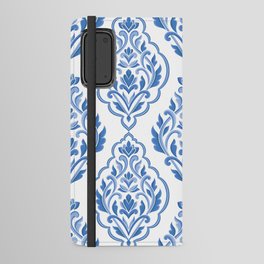 Blue and white damask vintage seamless pattern. Vintage, paisley elements. Traditional, Turkish motifs.  Android Wallet Case