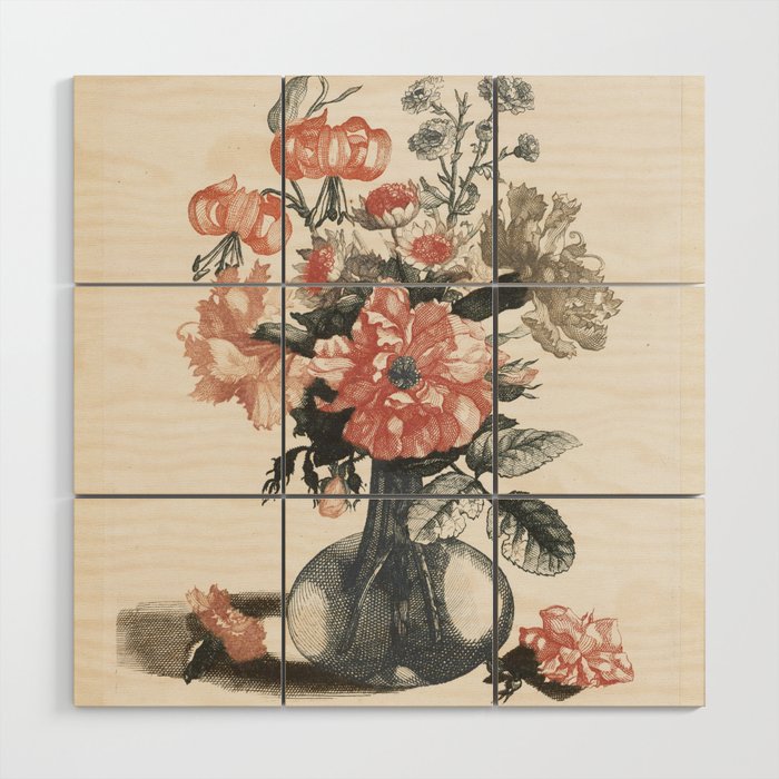 Five Prints of Flowers in Glass Vases, anonymous, after Jean Baptiste Monnoyer  1688   1698 Wood Wall Art