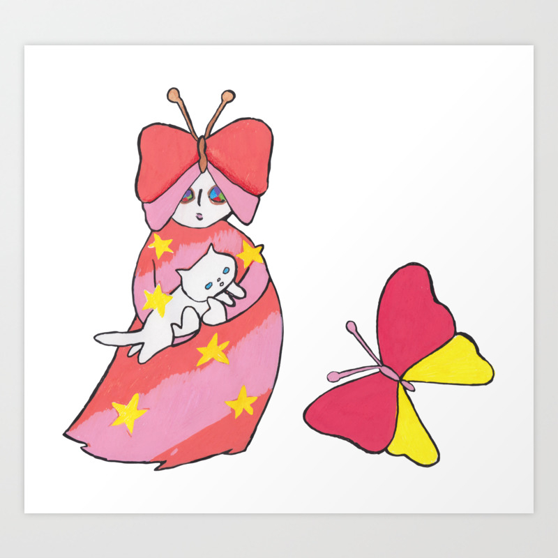 Retro Anime Butterfly Girl Art Print By Helenashimizu Society6