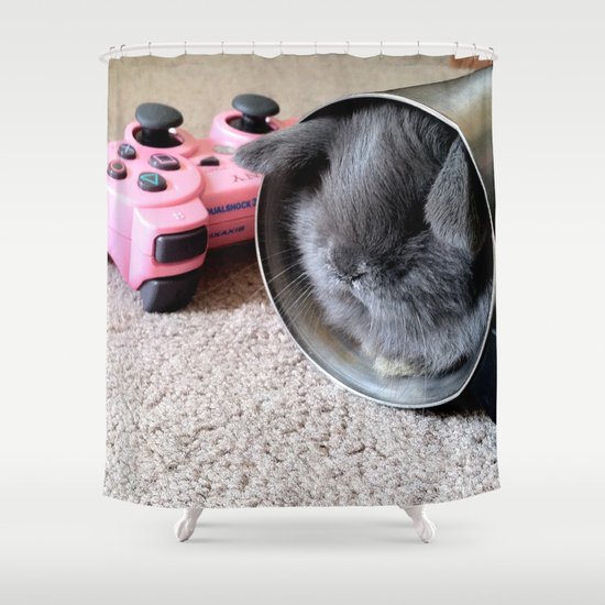 Gamer Bunny Shower Curtain