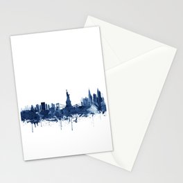 New York City Skyline Watercolor Blue, Art Print By Synplus Stationery Card