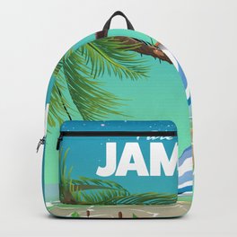 'Pure Paradise' Jamaica travel poster Backpack | Sleepingtravel, Vacation, Lazytravel, Canvas, Tropical, Stars, Sandybeach, Ocean, Graphicdesign, Sand 