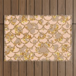 gold and pink - mermaid scales (july 2021) Outdoor Rug