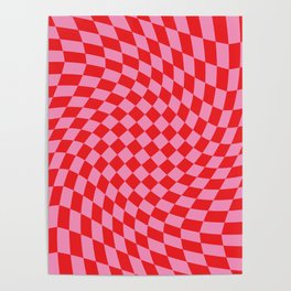 Pink & Red Checker Poster