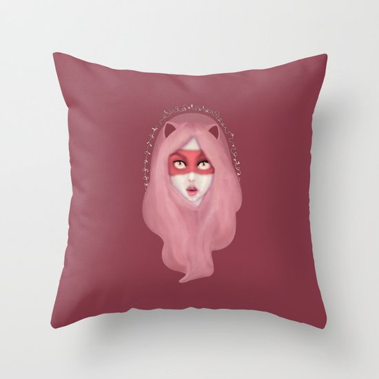 kitty.pink.power Throw Pillow