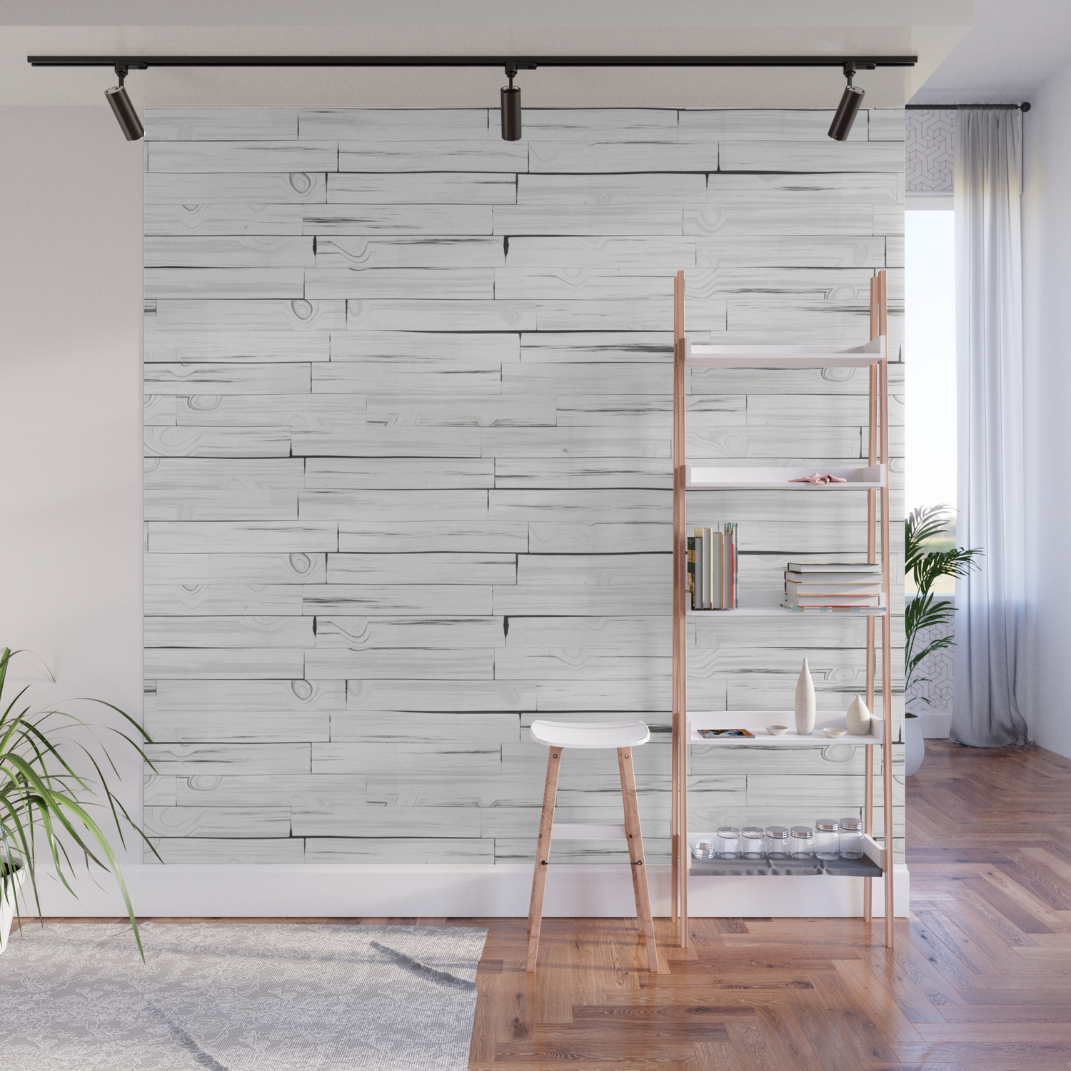 White Wooden Planks Wall Mural By Textures Society6 White Wooden Planks Wall Mural By
