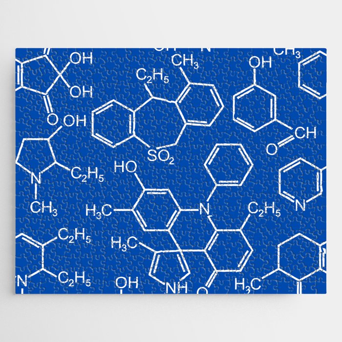 Chemistry chemical bond design pattern background blue Jigsaw Puzzle