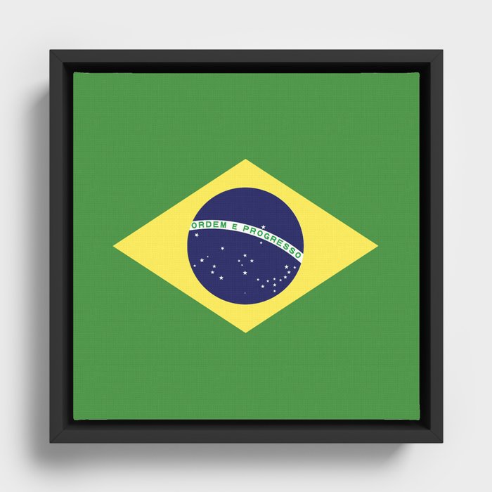 Brazil Flag Print Brazil Country Pride Patriotic Pattern Framed Canvas